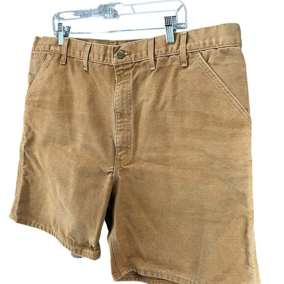 Carhartt Carpenter Shorts 42 Brown Cotton Relaxed Fit Broken In Workwear Utility - Picture 2 of 13